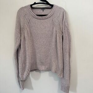 Charlotte Russe Sweater Lavender‎ Chenille Knit Ribbed Pointelle Purple Size M
